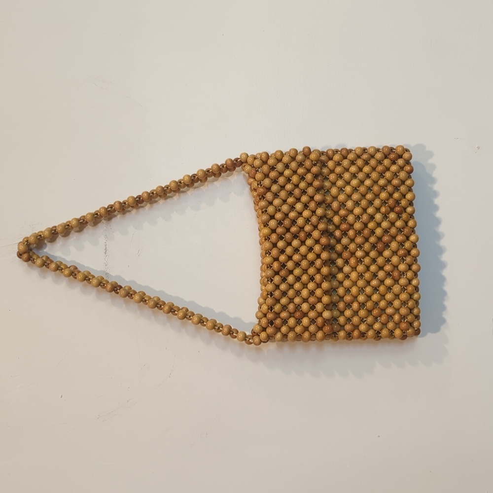 Vintage Wood Beaded Shoulder Bag
